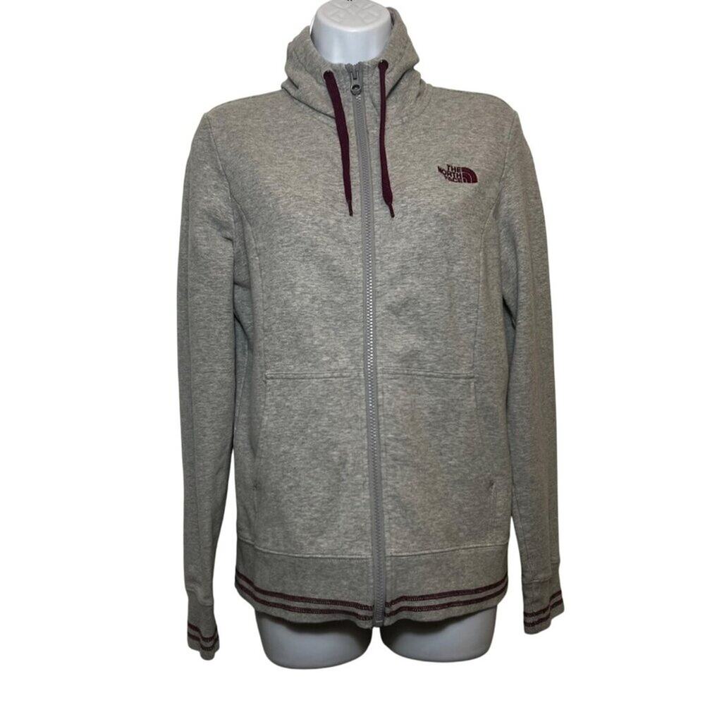The North Face Gray and Purple Zip Up Hooded Jacket, Women's Medium